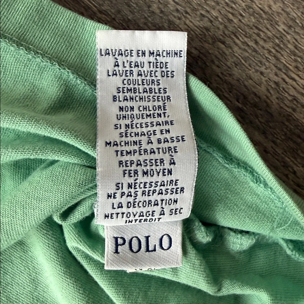 Polo Ralph Lauren Tee Green Cotton Classic Fit Jersey V-Neck T-Shirt Size Medium